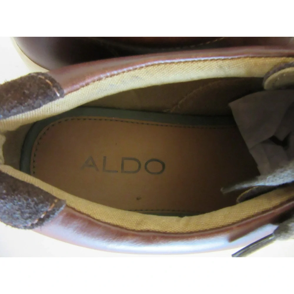 ALDO Men's Brown Leather Low Top 9.5 Lace Up Sneakers